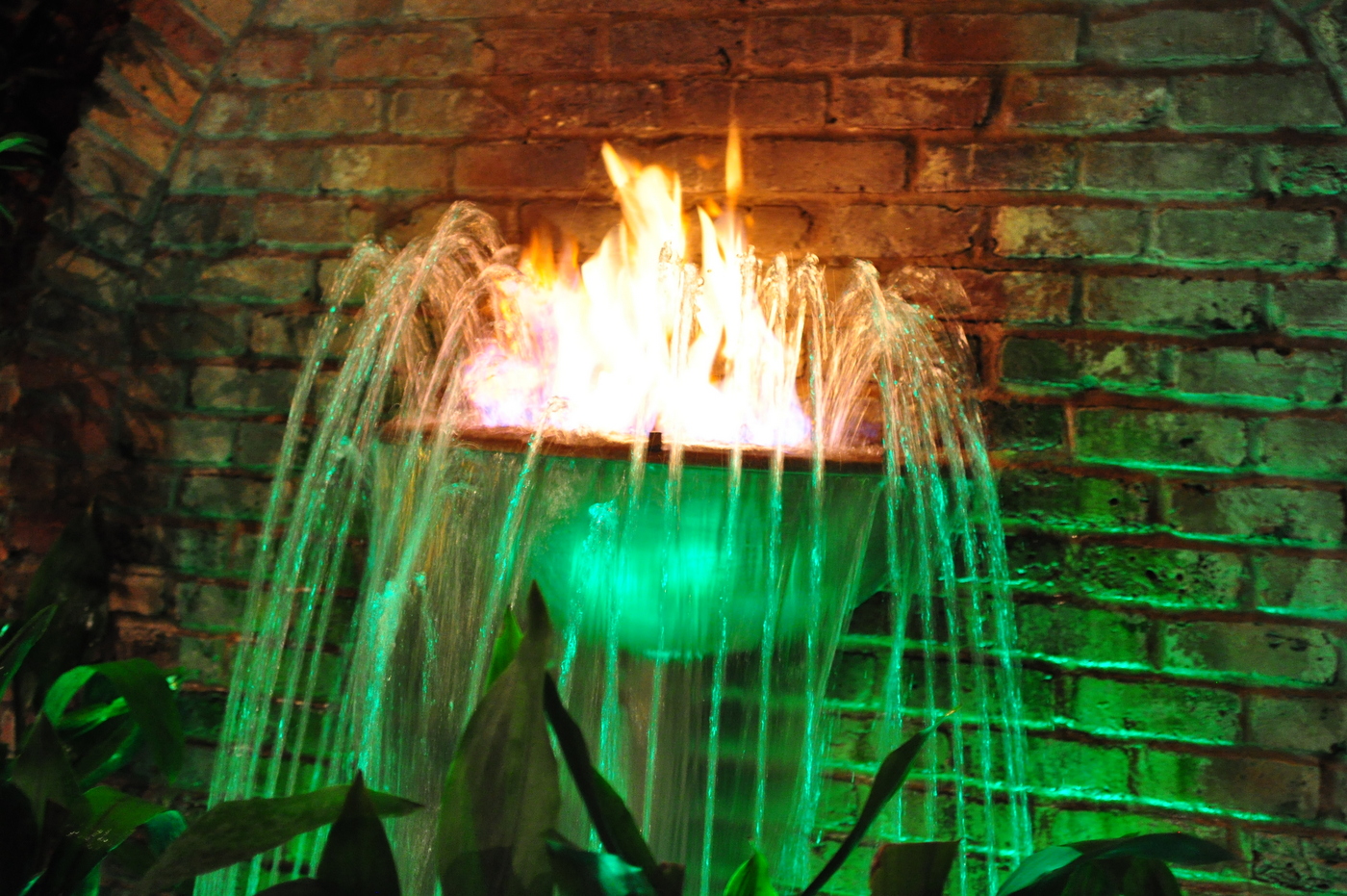 Water fountain with fire at Pat Obriens in New Orleans