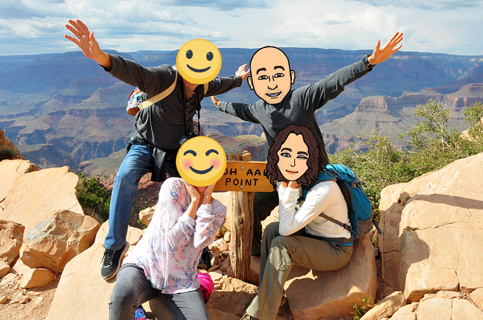 Group Posing at Ooh Aah Point in the Grand Canyon