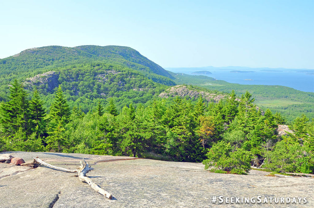 View from the top of Beehive Trail summit in Acadia National Park in Maine