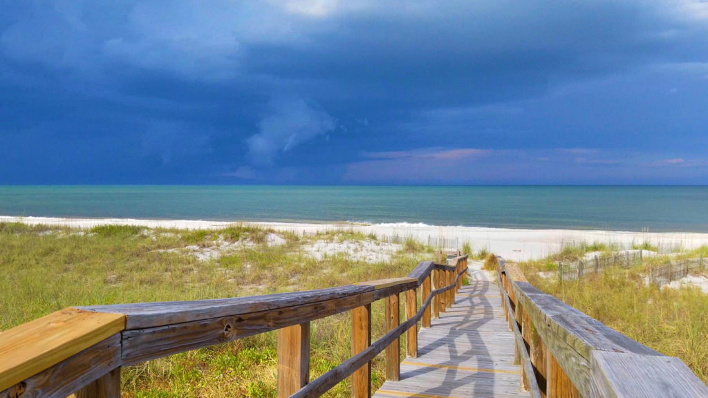 Amelia Island walkway to the beach storm