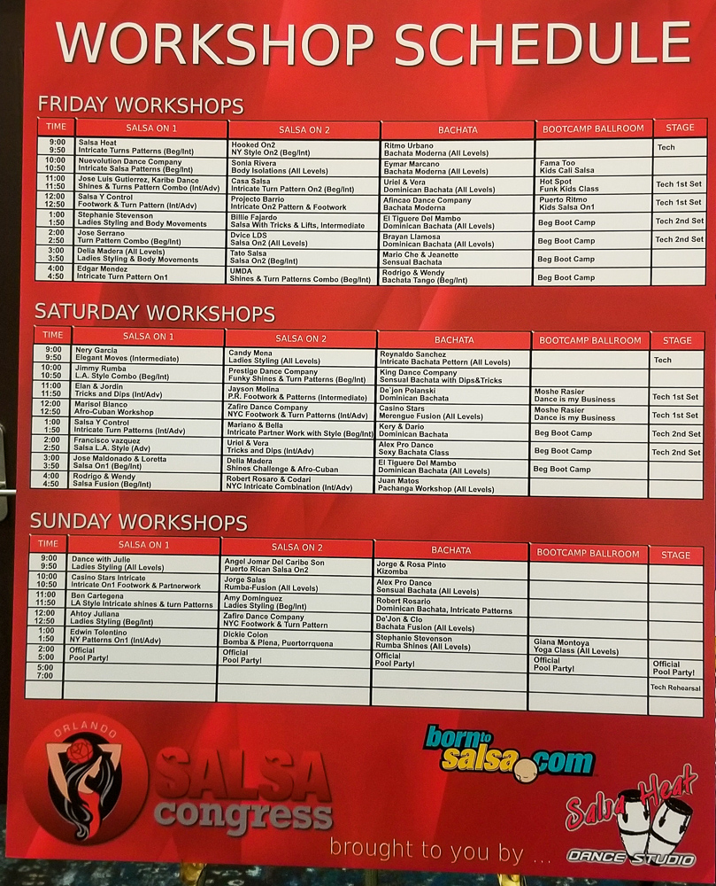 Orlando Salsa Congress workshop schedule