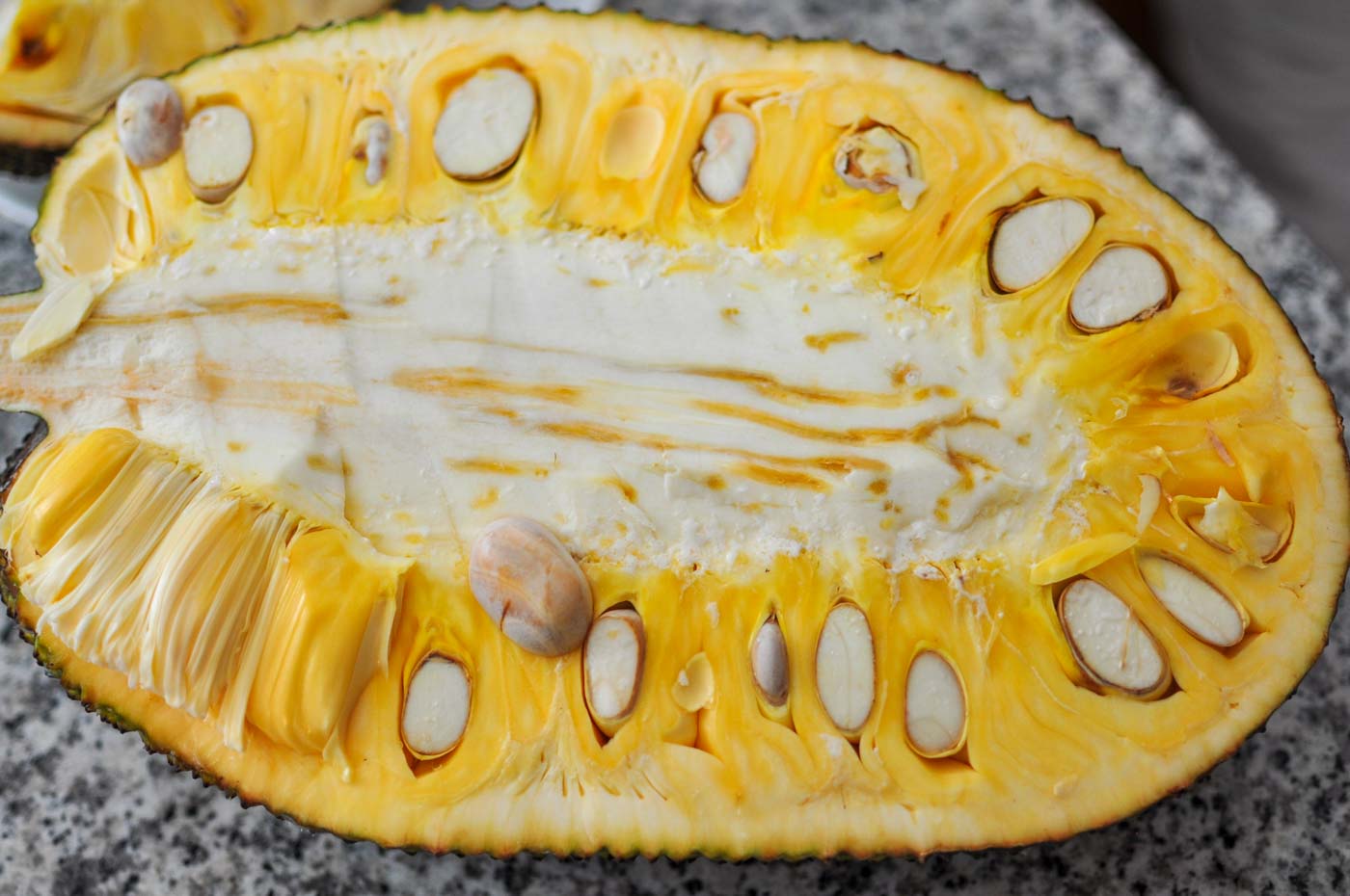 Inside of a jackfruit